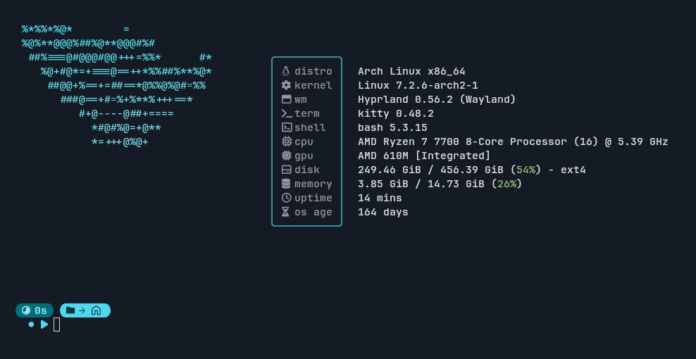 The boxed info style, in a terminal