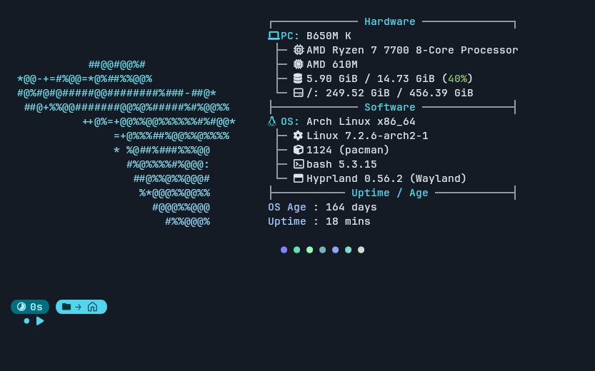 The sections info style, in a terminal